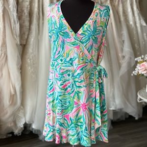 Lilly Pulitzer Rilla Wrap Romper  1 in a Melon XL
